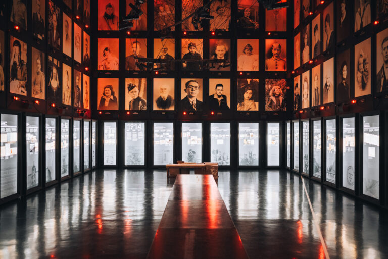 Alsace-Moselle Memorial Remembrance Room. There are photos of those who lost their lives during the three wars in Alsace and the stories are below their photos. 