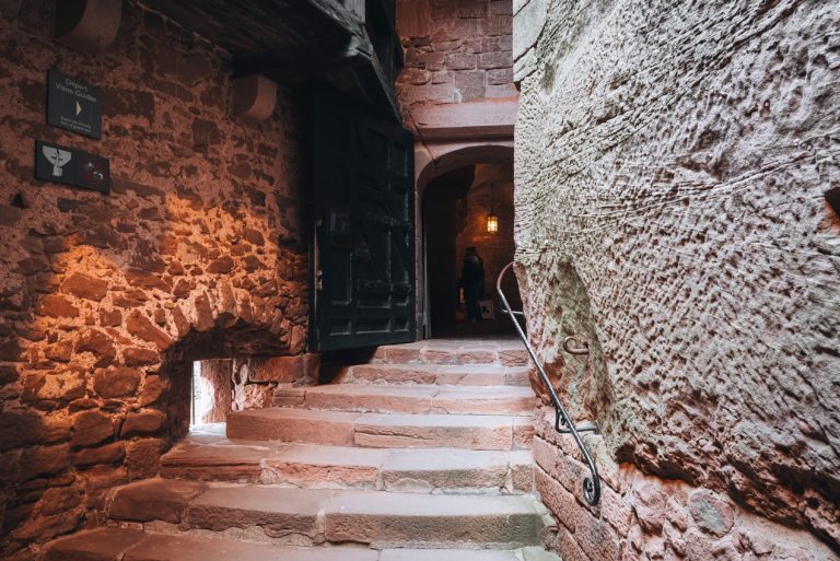 This is the second entrance. There is a set of stairs and a door that leads to the inside of the castle.