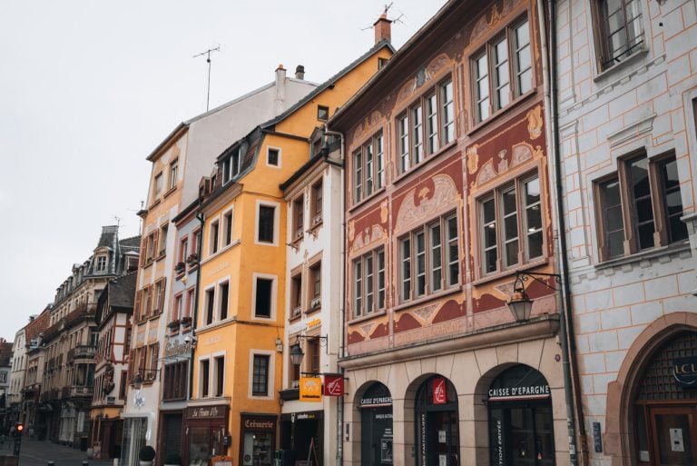 These are the colorful buildings in Place de la Réunion. It's one of the best things to do in Mulhouse.